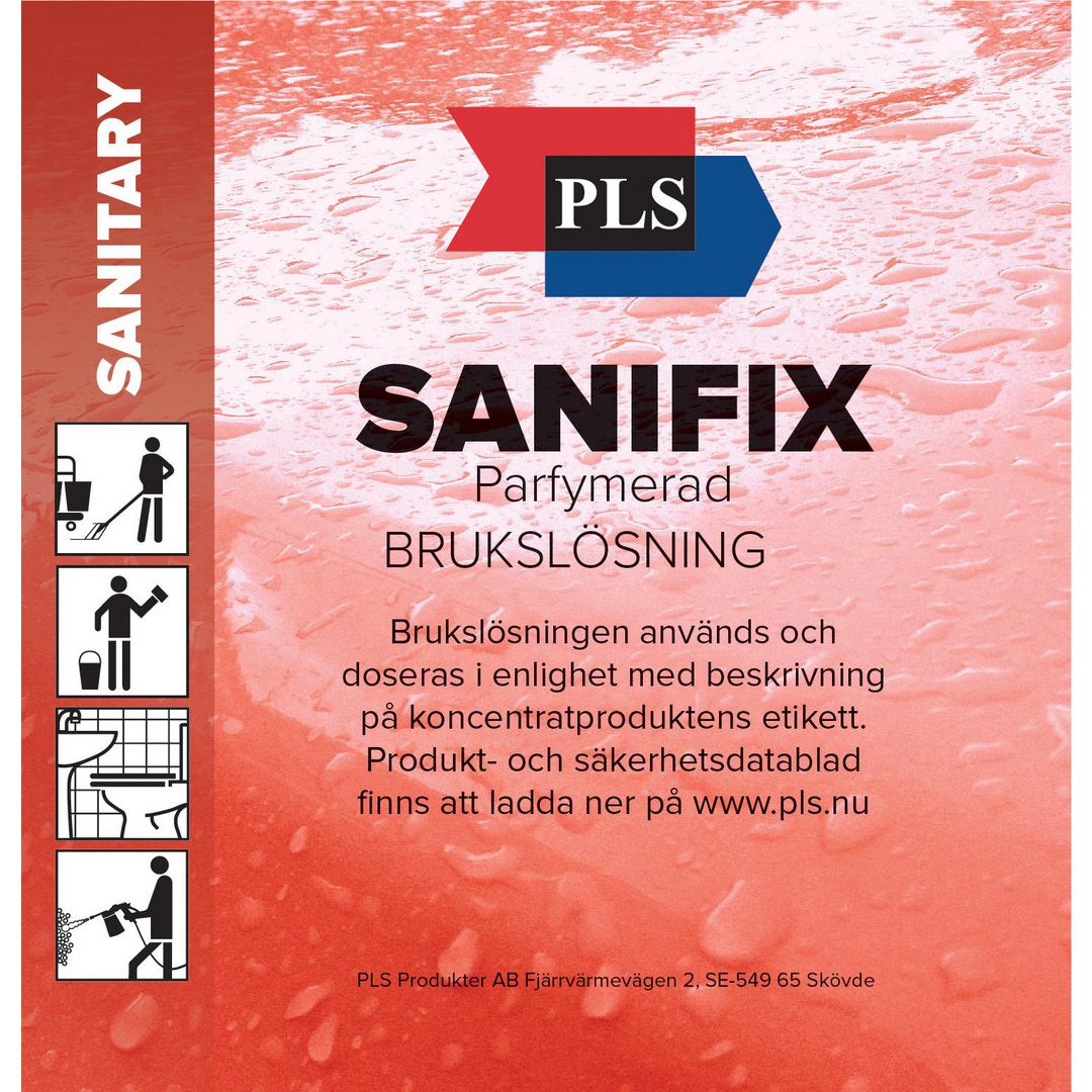 PLS Etikett Sanifix 100/fp | Städ och hygien - Luktförbättrare - Sprayer och flaskor | Kontorsexperten