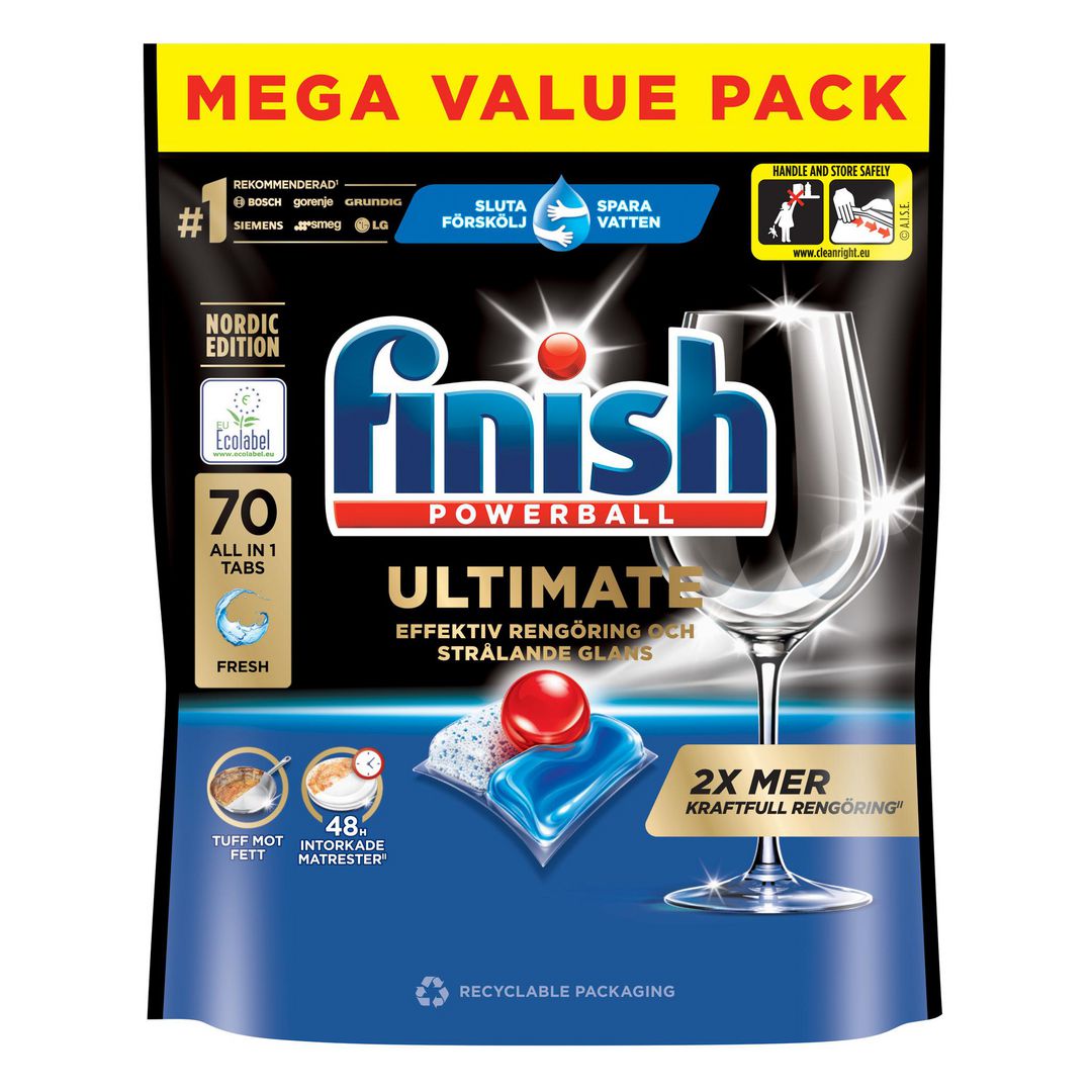 FINISH Maskindisk Ultimate All in 1 tabletter 70/fp | Städ och hygien - Diskrengöring - Maskindiskmedel | Kontorsexperten