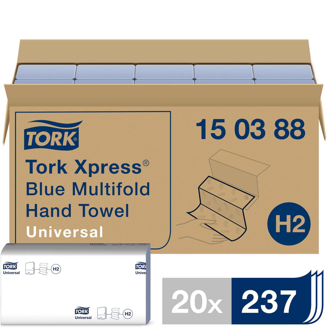 TORK Pappershandduk Advanced Xpress Universal H2 blå 4740/fp | Städ och hygien - Toalettpapper och torkpapper - Pappershanddukar | Kontorsexperten