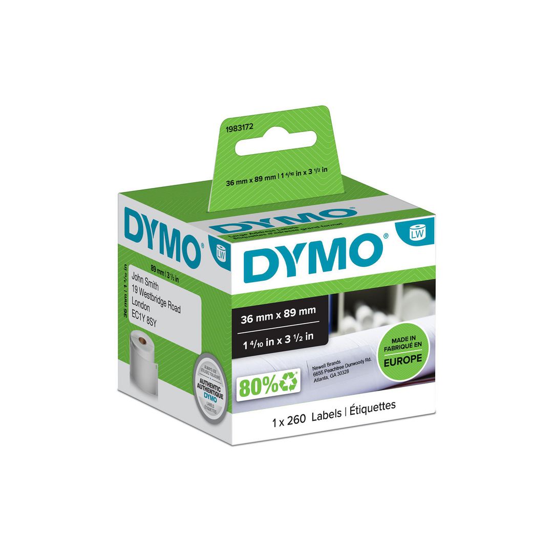 DYMO Etikett LW 89x36mm 260/fp | Kontorsmaskiner - Etikettskrivare och etiketter - Etiketter - Dymo | Kontorsexperten