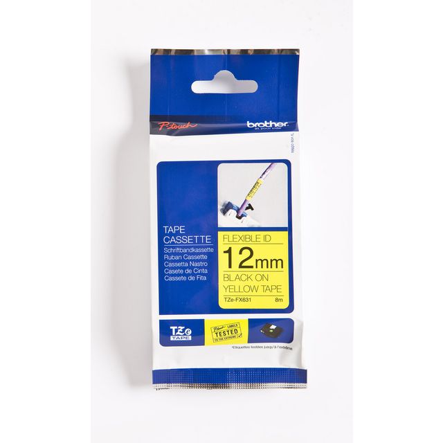 BROTHER Tape TZEFX631 12mm svart på gul | Kontorsmaskiner - Märkmaskiner och tape - Tape - Brother TZ | Kontorsexperten