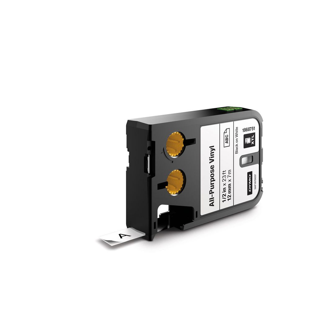 DYMO Tape XTL 12mm svart på vit 7m 1868751 | Kontorsmaskiner - Märkmaskiner och tape - Tape - Dymo XTL | Kontorsexperten