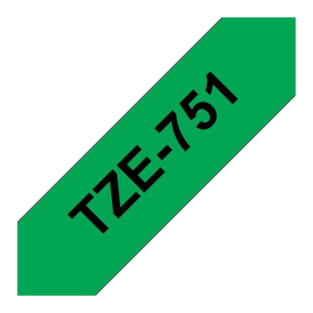 BROTHER Tape TZE751 24mm svart på grön | Kontorsmaskiner - Märkmaskiner och tape - Tape - Brother TZ | Kontorsexperten