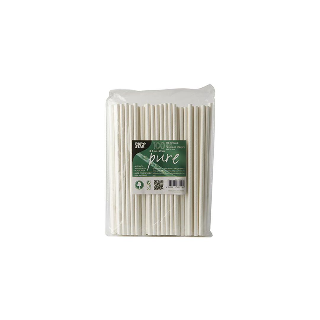 PAPSTAR Sugrör papper 6mmx20cm vit 100/fp | Kök och servering - Engångsartiklar - Sugrör och Tandpetare | Kontorsexperten