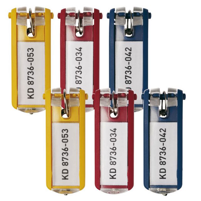 DURABLE Nyckelringar, sortering och identifiering, plast, olika färger 6/fp | Kontorsmöbler och inredning - Skåp och hyllor - Nyckelskåp och tillbehör | Kontorsexperten