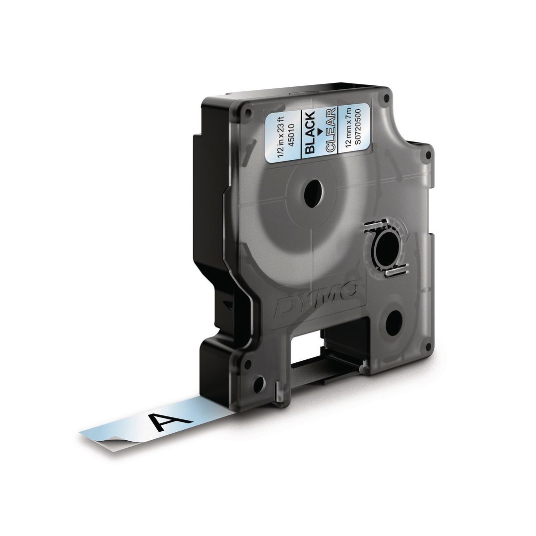 DYMO Tape D1 12mm svart på klar | Kontorsmaskiner - Märkmaskiner och tape - Tape - Dymo D1 | Kontorsexperten