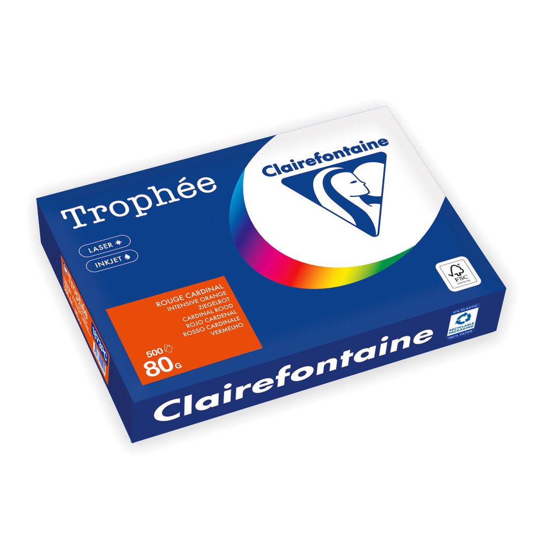 CLAIREFONTAINE Kopieringspapper A4 80g ohålat blodorange 500/fp | Kontorspapper - Specialpapper - Färgat - A4 | Kontorsexperten