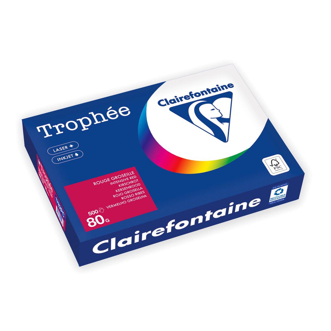 CLAIREFONTAINE Kopieringspapper A4 80g ohålat körsbär 500/fp | Kontorspapper - Specialpapper - Färgat - A4 | Kontorsexperten