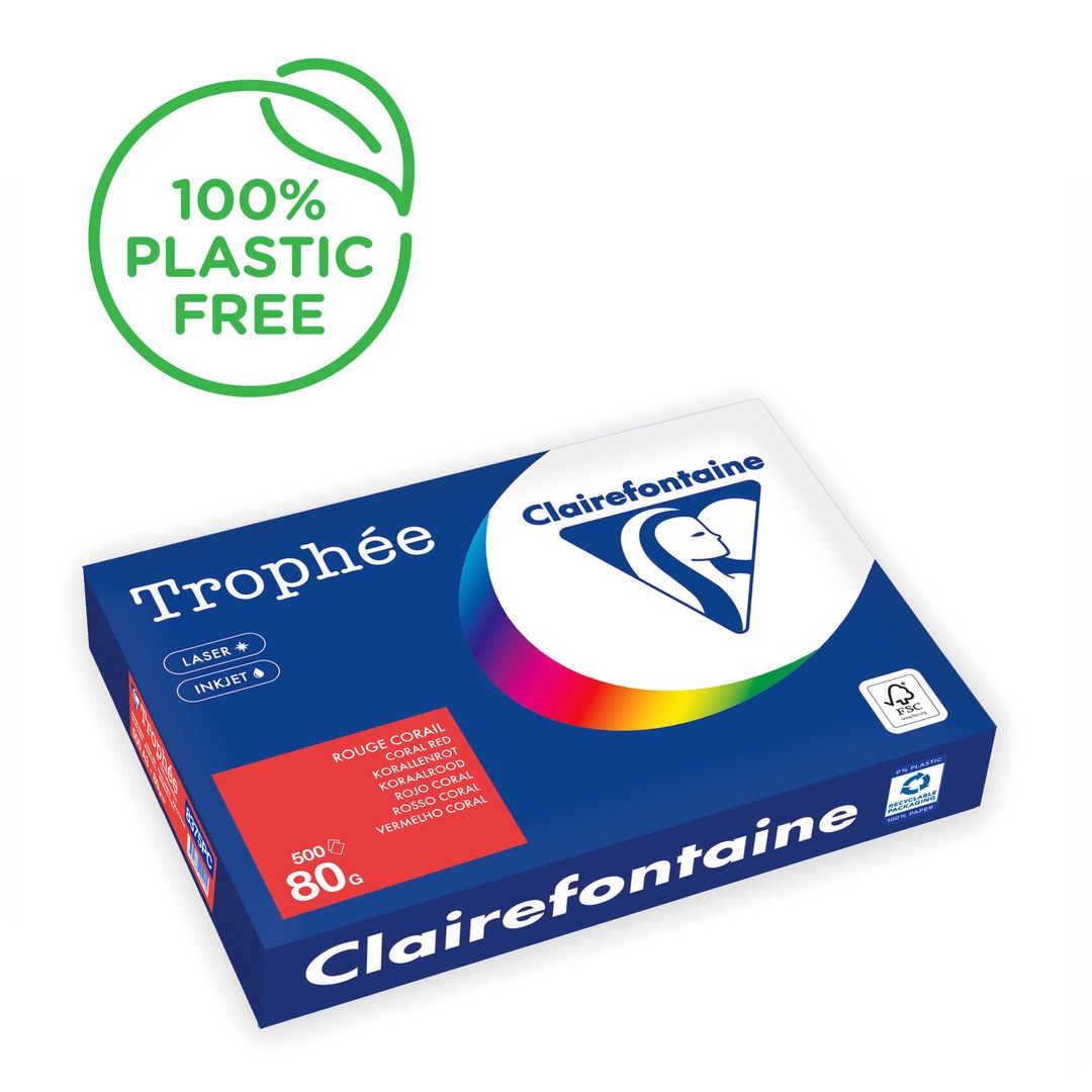 CLAIREFONTAINE Trophée A3 80 g färgat papper röd 500/fp | Kontorspapper - Specialpapper - Färgat - A3 | Kontorsexperten
