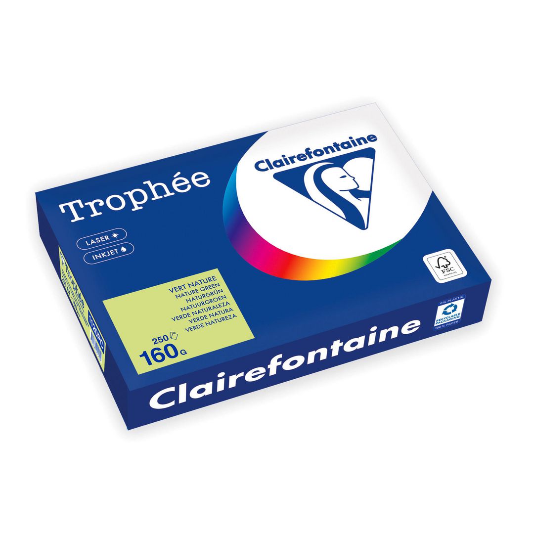CLAIREFONTAINE Kopieringspapper A4 160g ohålat naturgrön 250/fp | Kontorspapper - Specialpapper - Färgat - A4 | Kontorsexperten