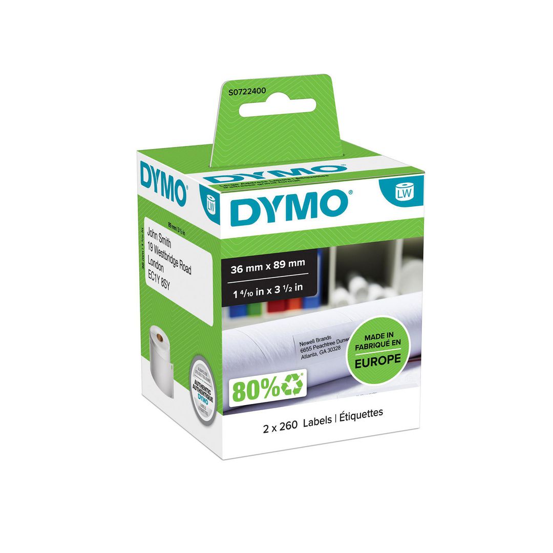 DYMO Etikett LW 89x36mm 520/fp | Kontorsmaskiner - Etikettskrivare och etiketter - Etiketter - Dymo | Kontorsexperten