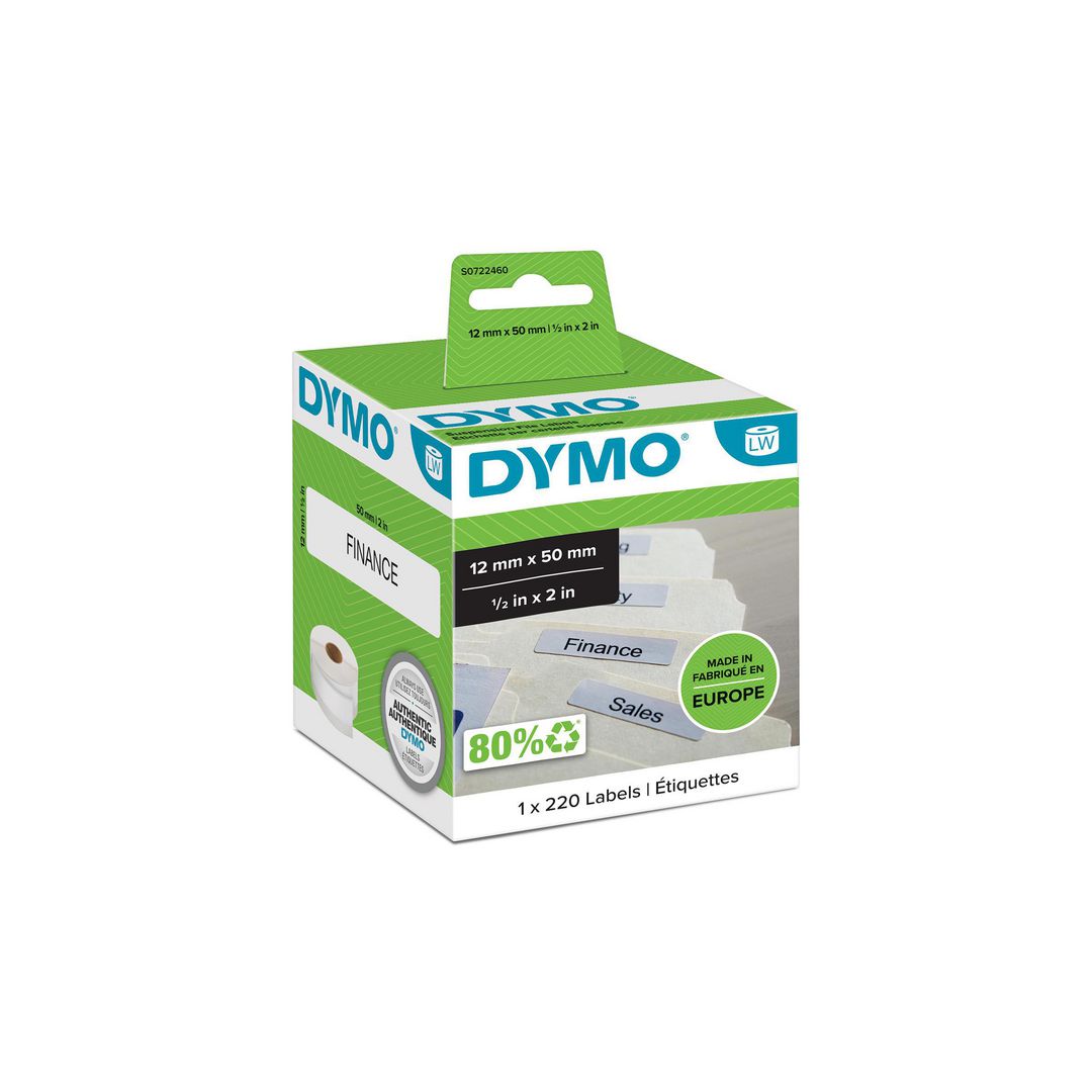 DYMO Etikett LW hängmapp 50x12mm 220/fp | Kontorsmaskiner - Etikettskrivare och etiketter - Etiketter - Dymo | Kontorsexperten