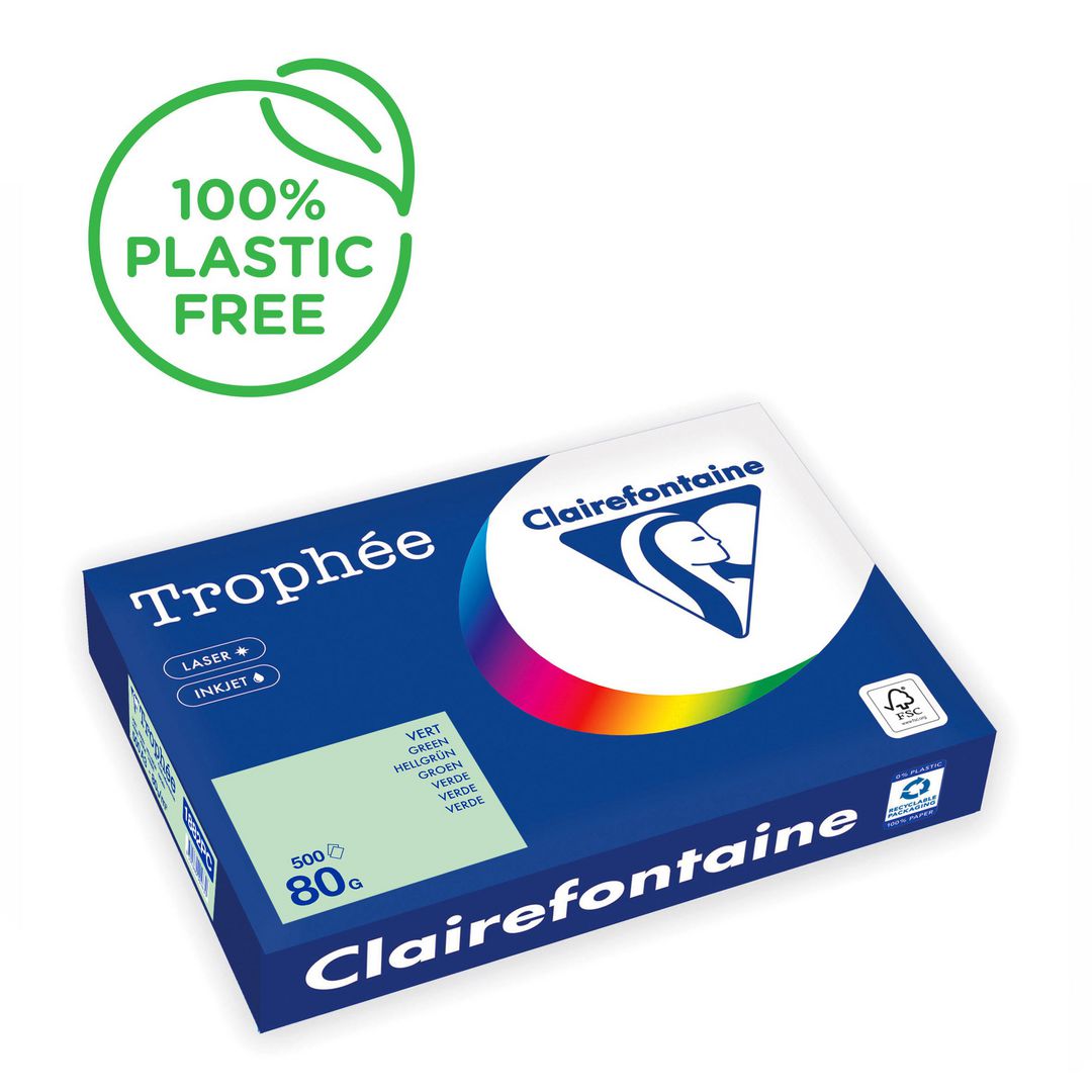 CLAIREFONTAINE Trophée A3 80 g färgat papper mintgrön 500/fp | Kontorspapper - Specialpapper - Färgat - A3 | Kontorsexperten