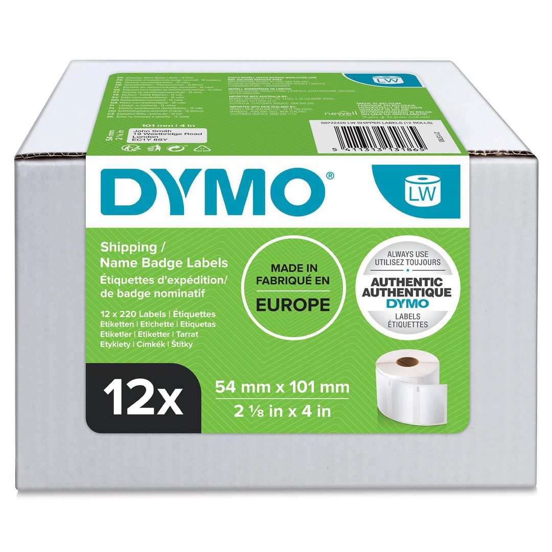 DYMO Etikett LW 101x54mm 12rl/fp | Kontorsmaskiner - Etikettskrivare och etiketter - Etiketter - Dymo | Kontorsexperten