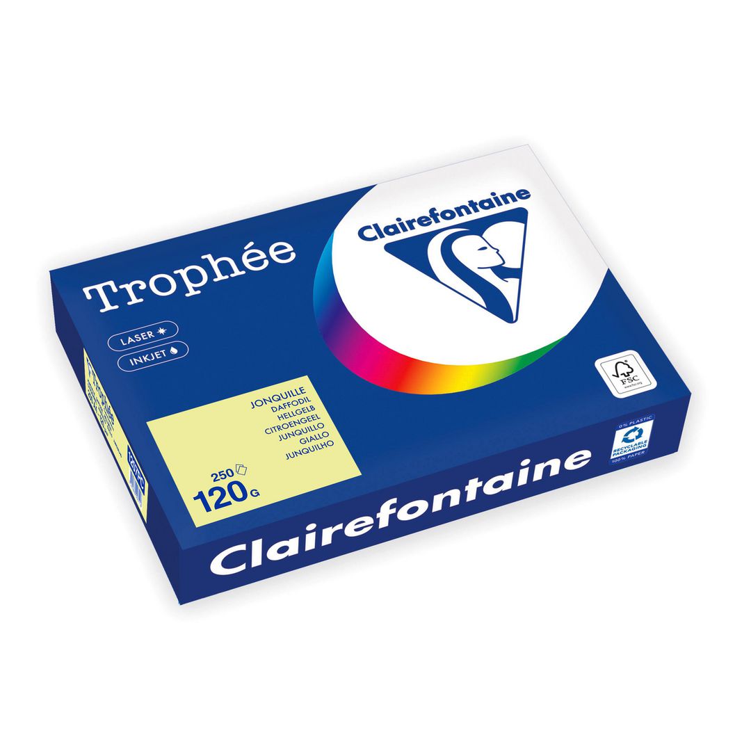 CLAIREFONTAINE Kopieringspapper A4 120g ohålat citrongul 250/fp | Kontorspapper - Specialpapper - Färgat - A4 | Kontorsexperten
