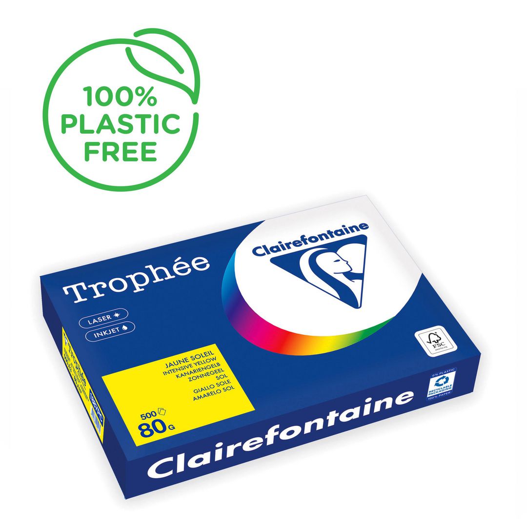 CLAIREFONTAINE Trophée A3 80 g färgat papper gul 500/fp | Kontorspapper - Specialpapper - Färgat - A3 | Kontorsexperten