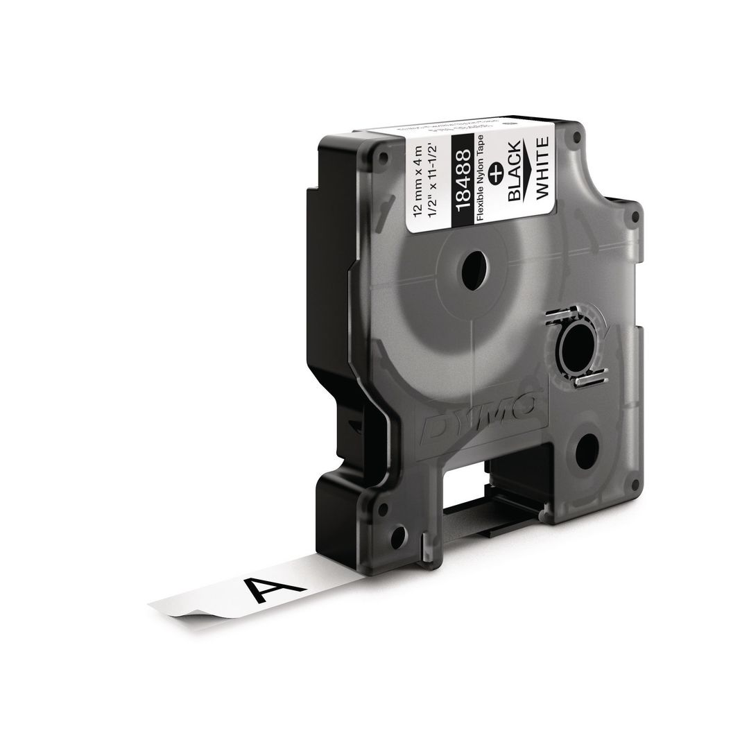 DYMO Tape Rhino flex nylon 12mm svart på vit | Kontorsmaskiner - Märkmaskiner och tape - Tape - Dymo Rhino | Kontorsexperten