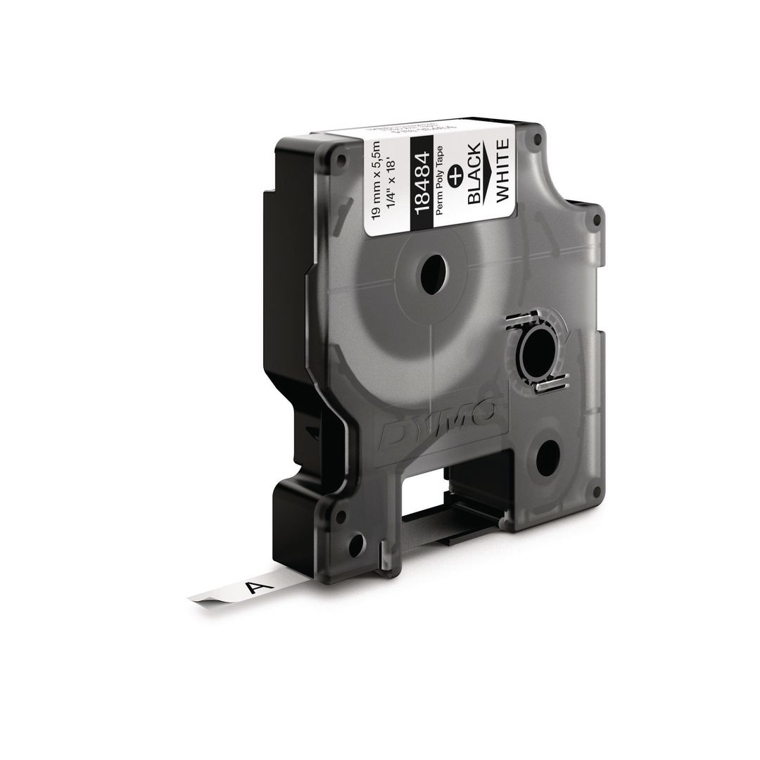 DYMO Tape Rhino perm polyester 19mm svart på vit | Kontorsmaskiner - Märkmaskiner och tape - Tape - Dymo Rhino | Kontorsexperten