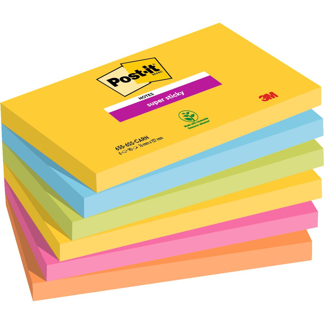 POST-IT Super Sticky Rio 76x127mm 6/fp | Kontorsmaterial - Notes och Post-It - Notes - Extra sticky | Kontorsexperten