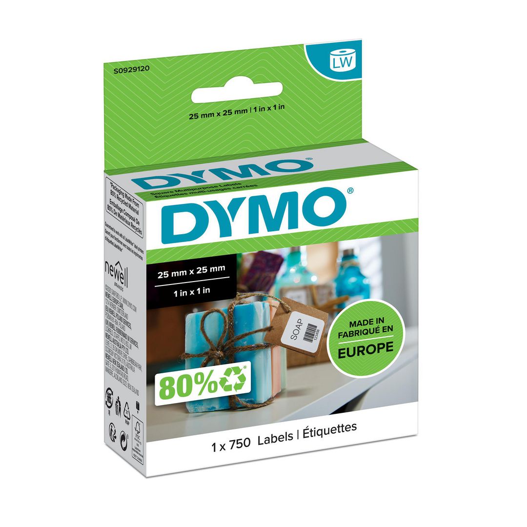 DYMO Etikett LW 25x25mm 750/fp | Kontorsmaskiner - Etikettskrivare och etiketter - Etiketter - Dymo | Kontorsexperten