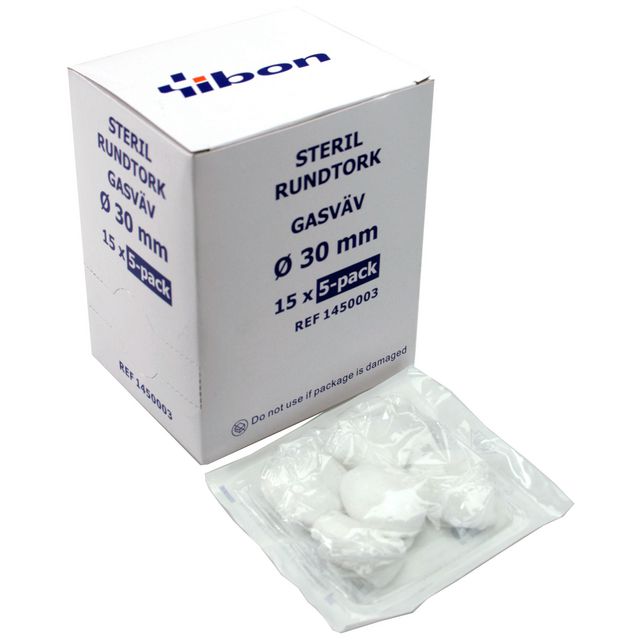 YIBON Rundtork GV steril 5-p 30mm 75/fp | Sjukvård och omsorg - Förband och fixering - Torkar | Kontorsexperten