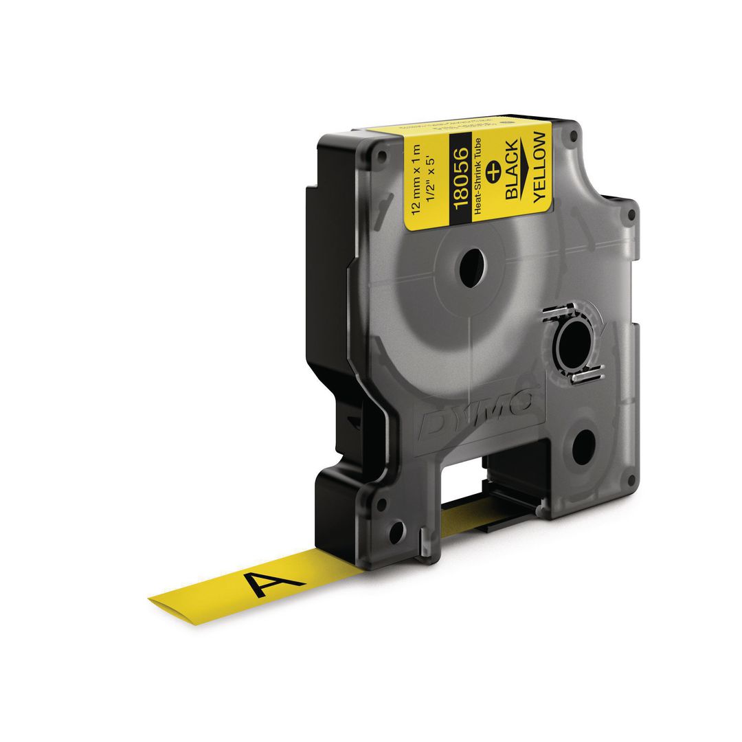 DYMO Tape Rhino krympslang 12mm svart på gul | Kontorsmaskiner - Märkmaskiner och tape - Tape - Dymo Rhino | Kontorsexperten