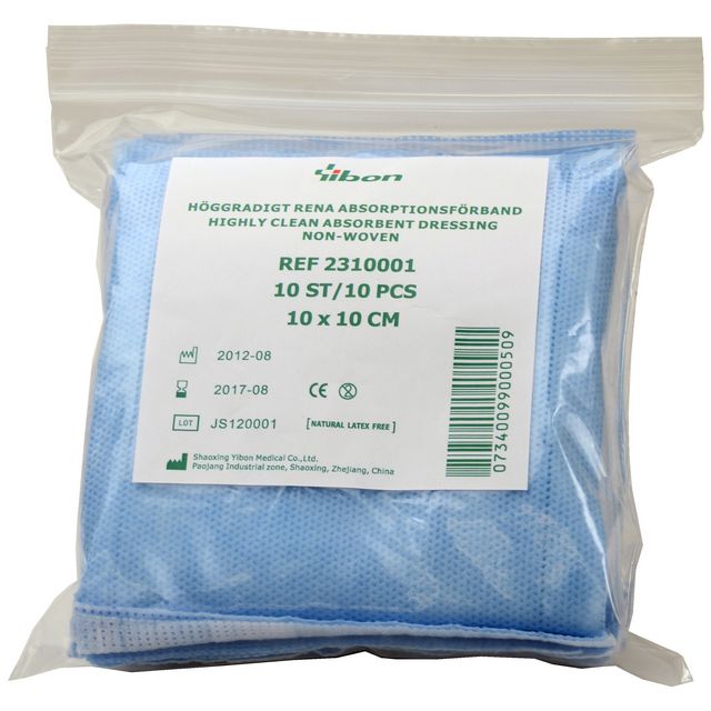 YIBON Absorptionsförband 10x10cm 10/fp | Sjukvård och omsorg - Förband och fixering - Absorberande förband | Kontorsexperten
