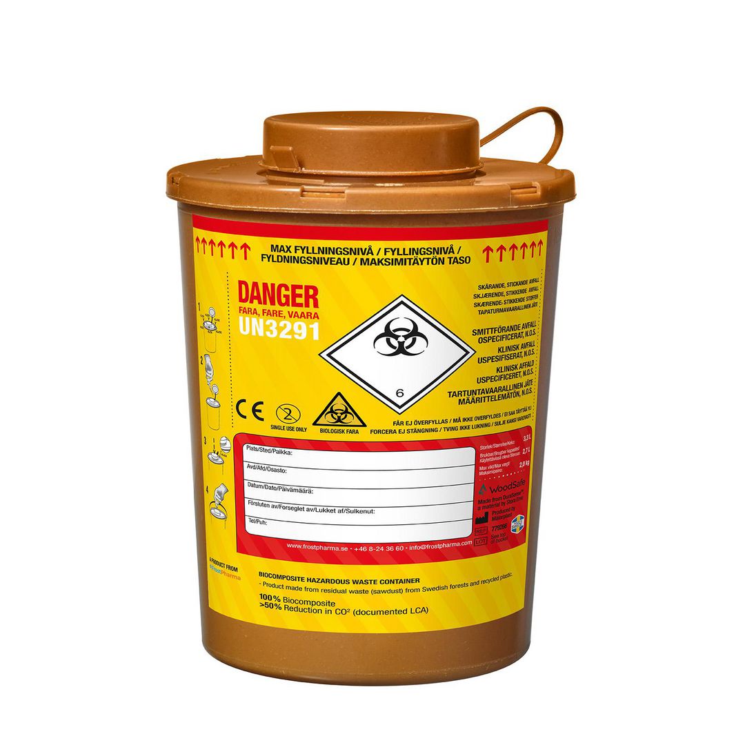WOODSAFE Kanylburk med lock 3L | Sjukvård och omsorg - Inredning - Riskavfallshantering | Kontorsexperten