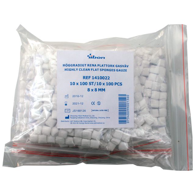 YIBON Plattork GV 8x8mm 1000/fp | Sjukvård och omsorg - Förband och fixering - Torkar | Kontorsexperten