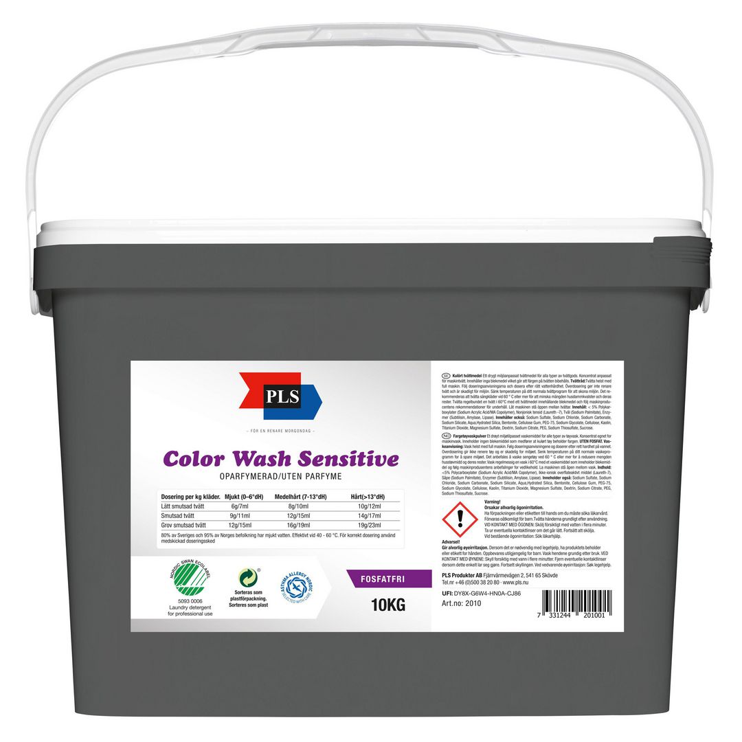 PLS Tvättmedel Color Wash Sensitive oparfymerad 10kg | Städ och hygien - Tvättmedel och klädvård - Tvättmedel | Kontorsexperten