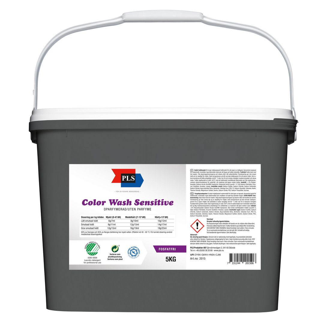 PLS Tvättmedel Color Wash Sensitive oparfymerad 5kg | Städ och hygien - Tvättmedel och klädvård - Tvättmedel | Kontorsexperten