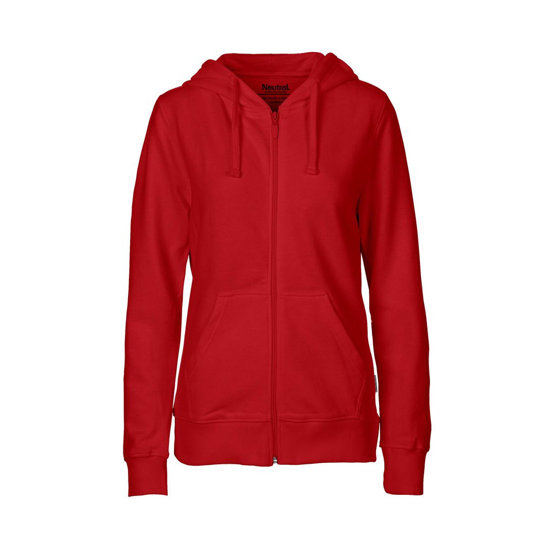NEUTRAL® Hoodie zip O83301 dam röd M | Arbetskläder - Arbetströjor - Hoodies och luvtröjor | Kontorsexperten