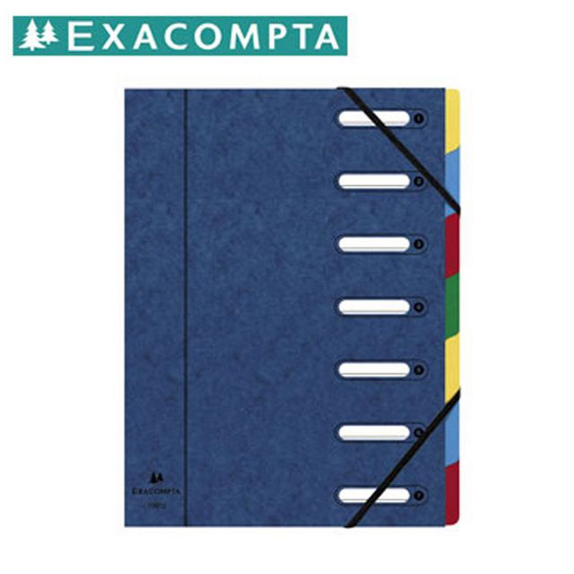 EXACOMPTA Sorteringsmapp 7-flik blå | Kontorsmaterial - Mappar och plastfickor - Sorteringsmappar | Kontorsexperten