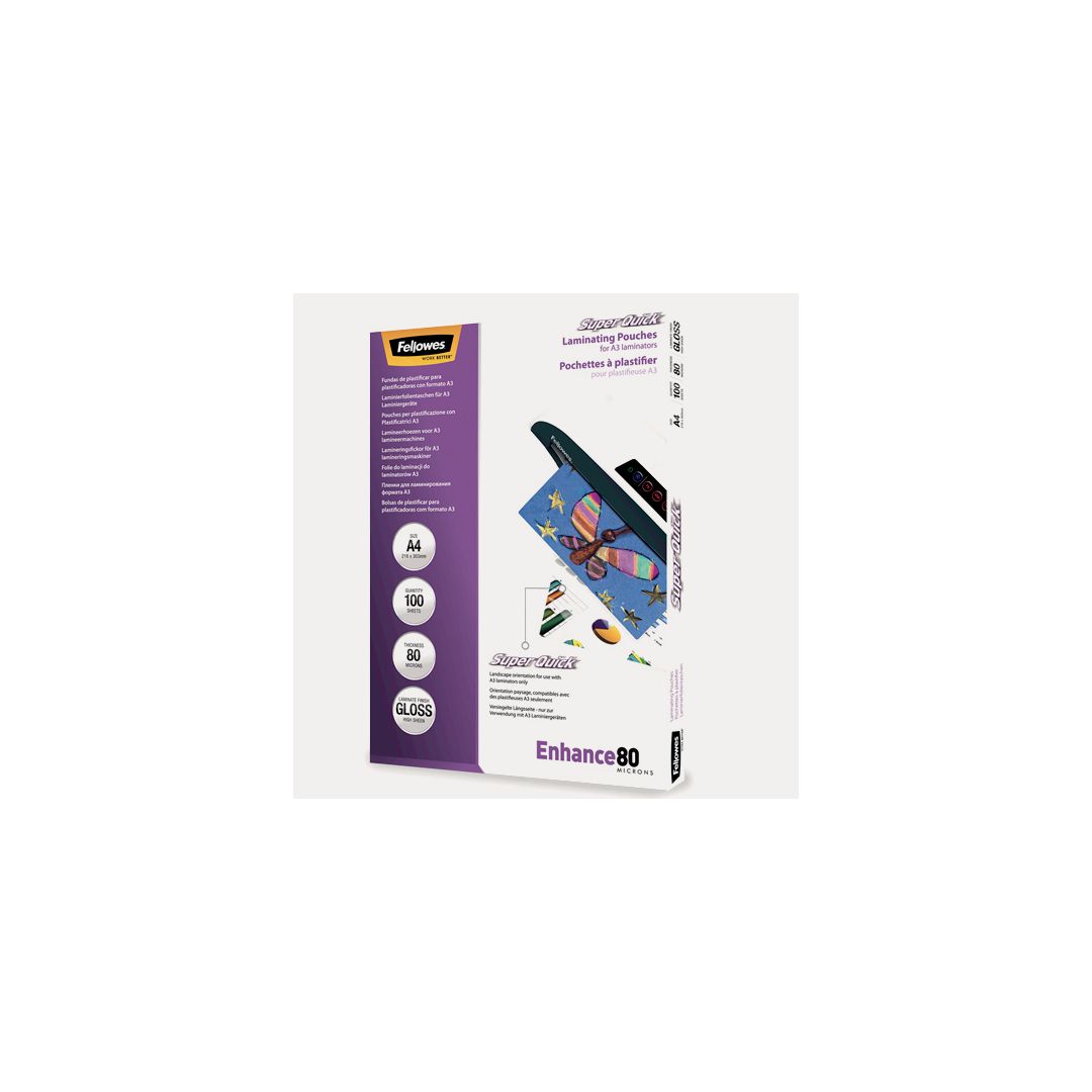 FELLOWES Laminat A4 80mic Quick 100/fp | Kontorsmaskiner - Laminering - Laminat - A4 | Kontorsexperten