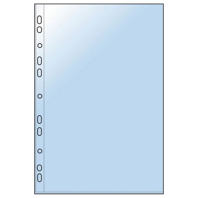 Plastficka, A4, stansad, 40 mikrometer, polypropylen, 11 hål, genomskinlig | Kontorsmaterial - Mappar och plastfickor - Plastfickor - Öppen överkant | Kontorsexperten