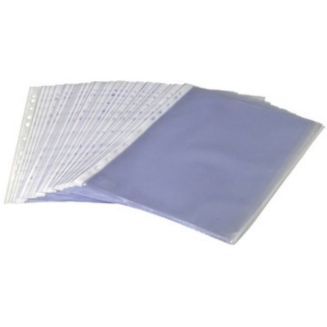 Plastficka, A4, stansad, 80 mikrometer, polypropylen, jämn, 11 hål, präglad | Kontorsmaterial - Mappar och plastfickor - Plastfickor - Öppen överkant | Kontorsexperten