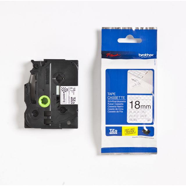 BROTHER Tape TZESE4 18mm svart på vit | Kontorsmaskiner - Märkmaskiner och tape - Tape - Brother TZ | Kontorsexperten