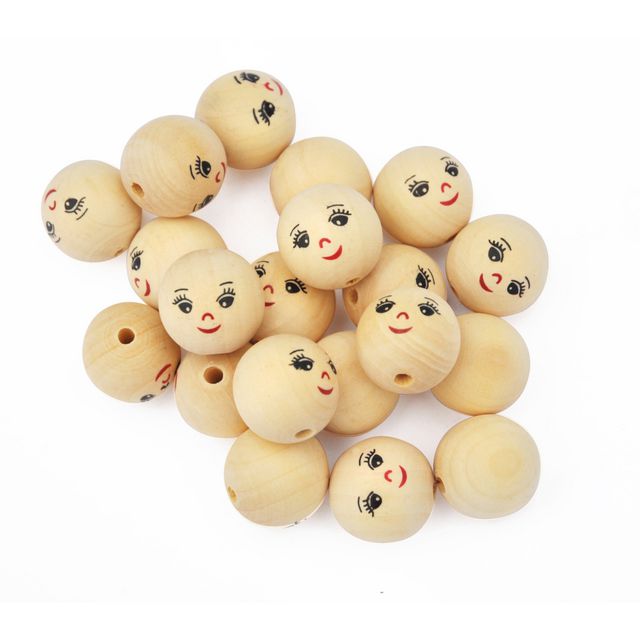 PLAYBOX Träkulor ansikten 22 mm 20/fp | Skola och förskola - Hobbymaterial - Pyssel - Trä | Kontorsexperten