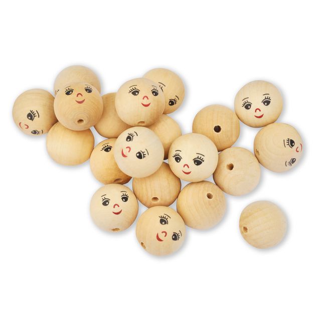 PLAYBOX Träkulor ansikten 30 mm 20/fp | Skola och förskola - Hobbymaterial - Pyssel - Trä | Kontorsexperten