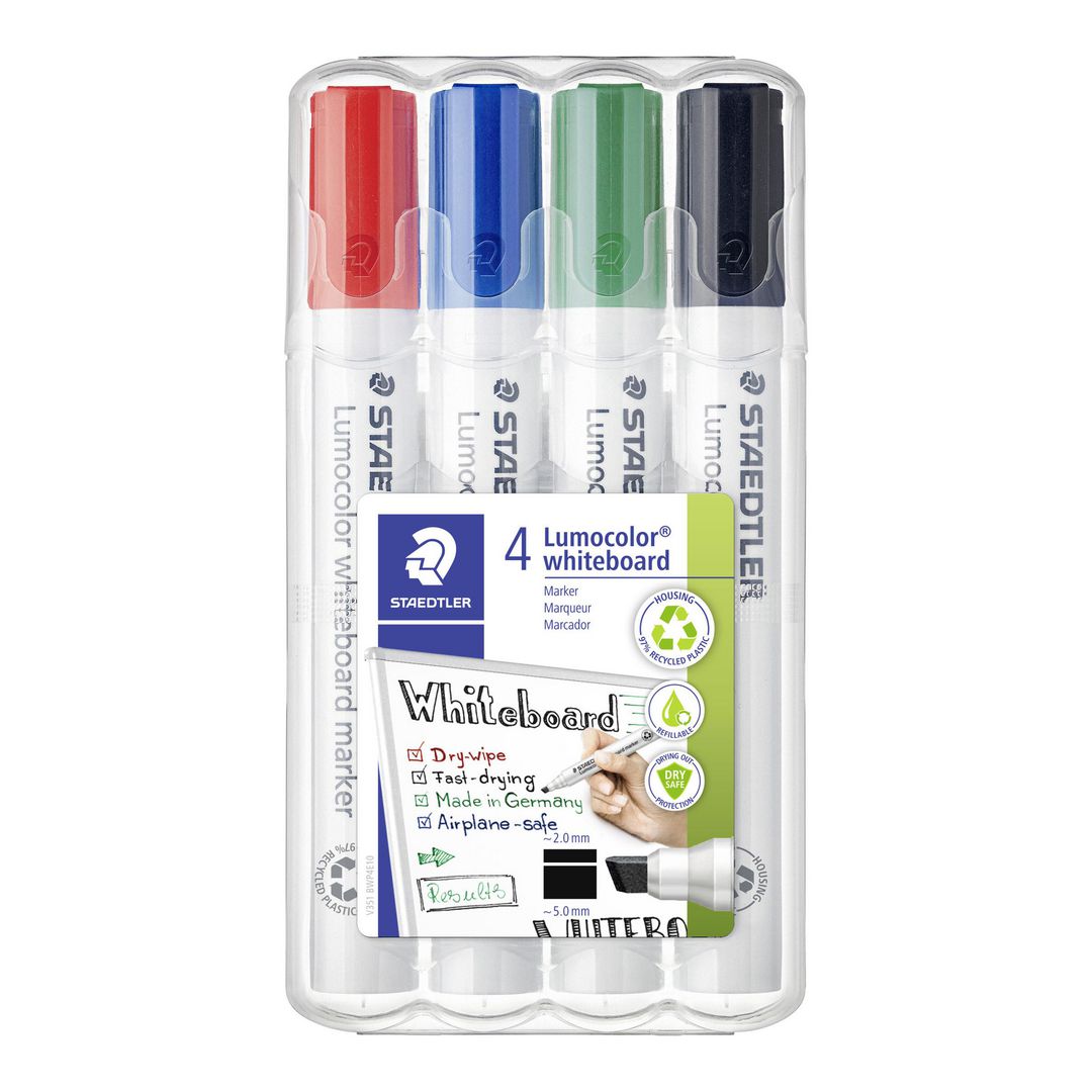 LUMOCOLOR Whiteboardpenna 351B sned 4/fp | Kontorsmaterial - Pennor - Whiteboardpennor - Skuren spets | Kontorsexperten