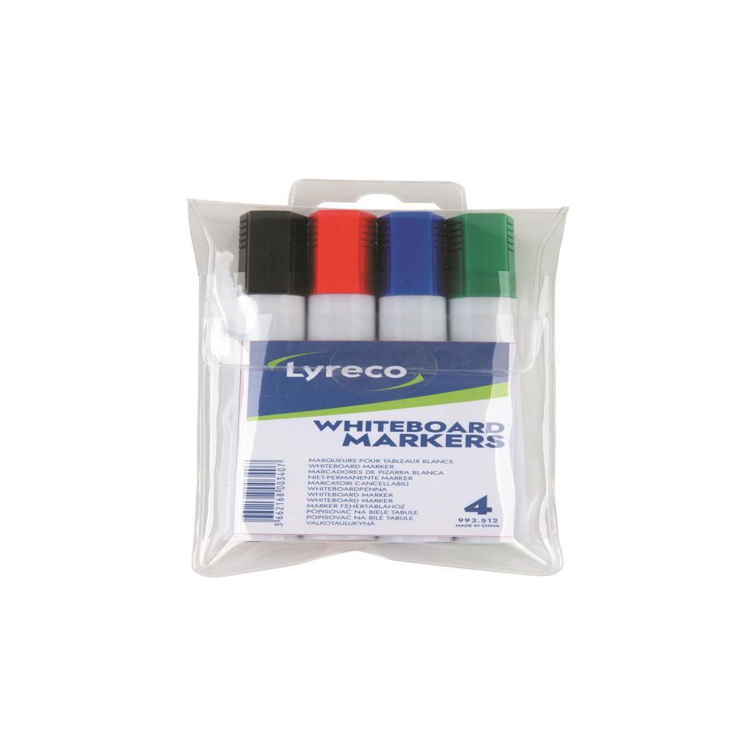 LYRECO Whiteboardpenna sned sorterade färger 4/fp | Kontorsmaterial - Pennor - Whiteboardpennor - Skuren spets | Kontorsexperten