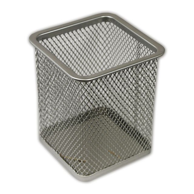 Pennhållare, fyrkantig, metalliskt nät, 80 x 100 mm, silver | Kontorsmaterial - Till skrivbordet - Penn och Prylställ | Kontorsexperten