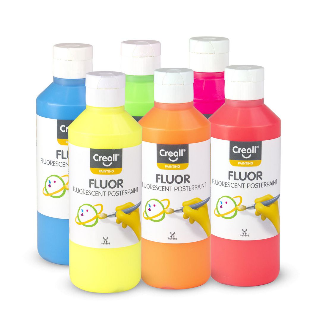 Creall Fluorescerande färg CREALL 6x250ml | Skola och förskola - Målarfärg och tillbehör - Specialfärg | Kontorsexperten