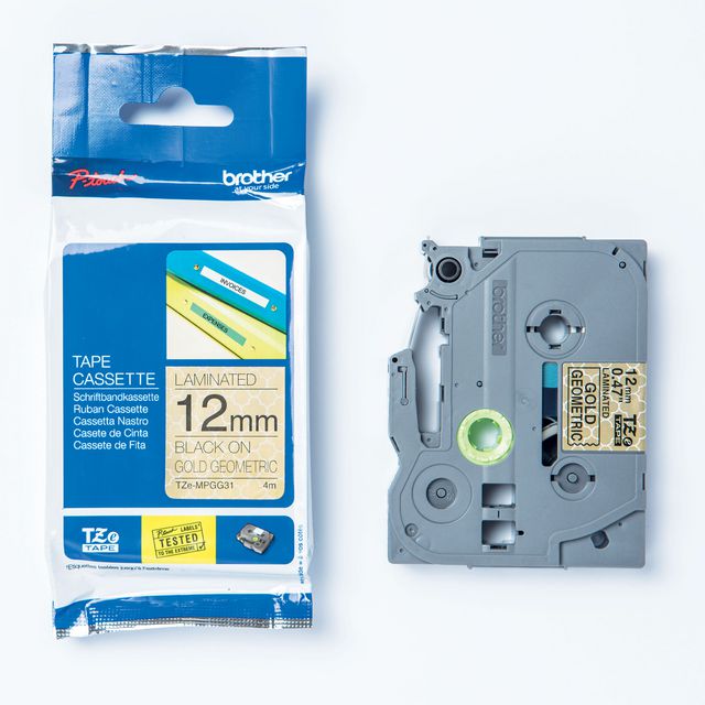 BROTHER Tape TZEMPGG31 12mm svart på guld | Kontorsmaskiner - Märkmaskiner och tape - Tape - Brother TZ | Kontorsexperten