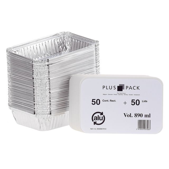 Aluminiumform inkl. lock 890ml 50/fp | Kök och servering - Matförvaring - Aluminiumformar | Kontorsexperten