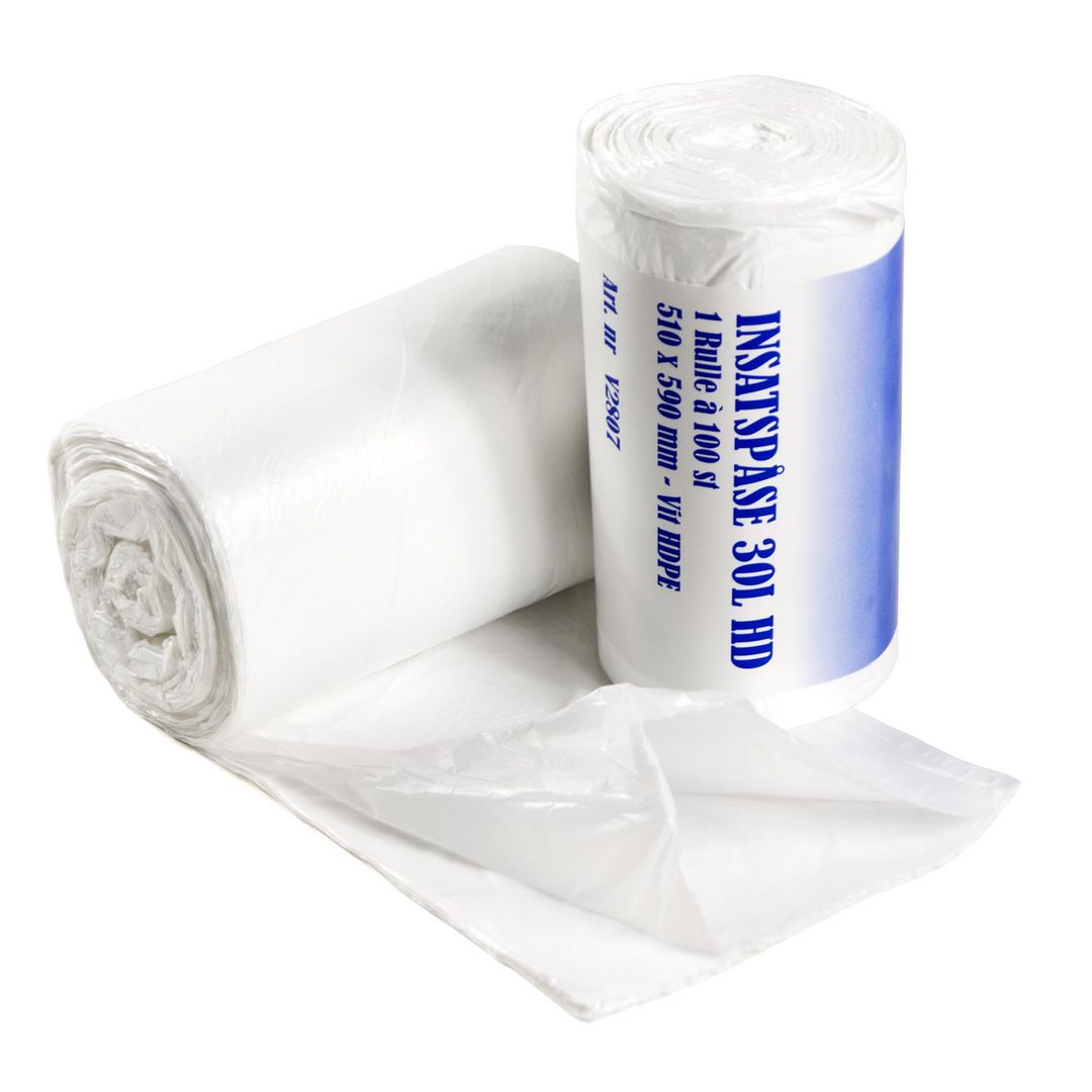 RELINE Papperskorgspåse 30L vit HD 100/rl | Städ och hygien - Påsar och säckar - Papperskorgspåsar | Kontorsexperten