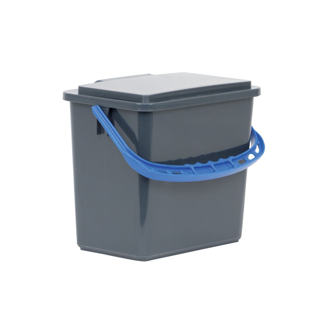 HYGIENTEKNIK Hink blått handtag 6L med lock grå | Städ och hygien - Städredskap - Hinkar och tillbehör | Kontorsexperten