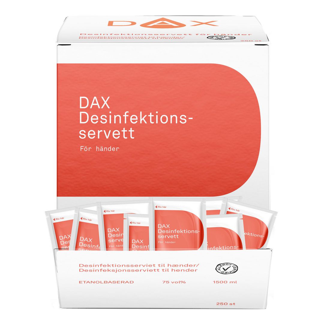 DAX Desinfektionsservett singelpack 250/fp | Städ och hygien - Desinfektionsmedel - Desinfektionsservetter | Kontorsexperten