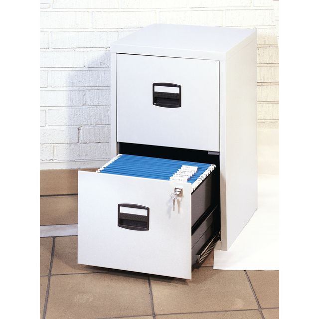 Arkivskåp, 2 lådor, 672 x 413 x 400 mm, ljusgrått | Kontorsmöbler och inredning - Skåp och hyllor - Dokumentskåp | Kontorsexperten