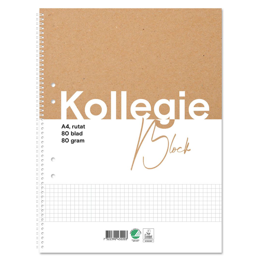 Kollegieblock A4 80g 80 blad rutat hålat | Kontorsmaterial - Block och anteckningsböcker - Kollegieblock | Kontorsexperten